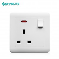 BS Standard PC Panel 3A Wall Switch Socket with Neon